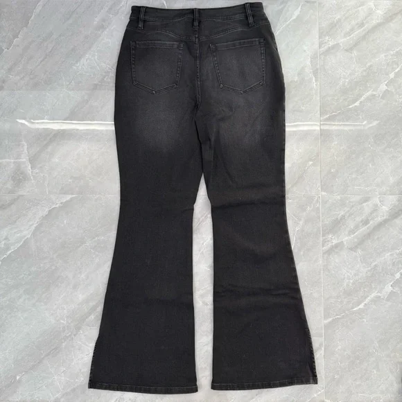 NWOT Women’s INC Denim High-Rise Rhinestone Studded Flare Jeans Plus Size 14 - Picture 10 of 16